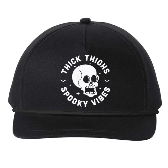 Thick Thighs Spooky Vibes Funny Halloween Skull Workout Gym Snapback Five-Panel Rope Hat