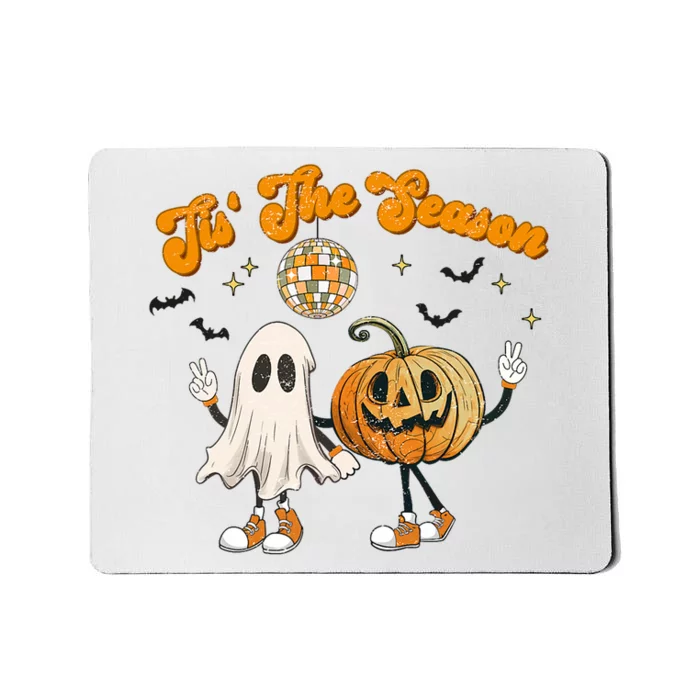 Tis The Season Retro Ghost Pumpkin Halloween Thanksgiving Mousepad