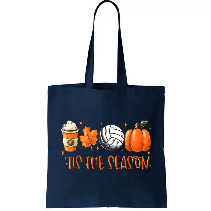 Tis The Season Pumpkin Leaf Latte Fall Volleyball Tote Bag