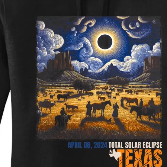 Texas Total Solar Eclipse Retro April 8 2024 Astronomy Women's Pullover Hoodie