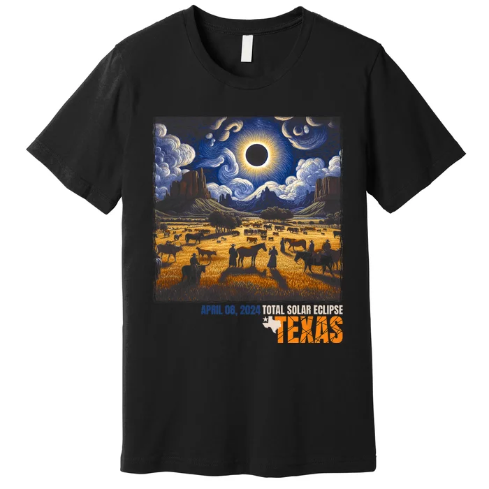 Texas Total Solar Eclipse Retro April 8 2024 Astronomy Premium T-Shirt