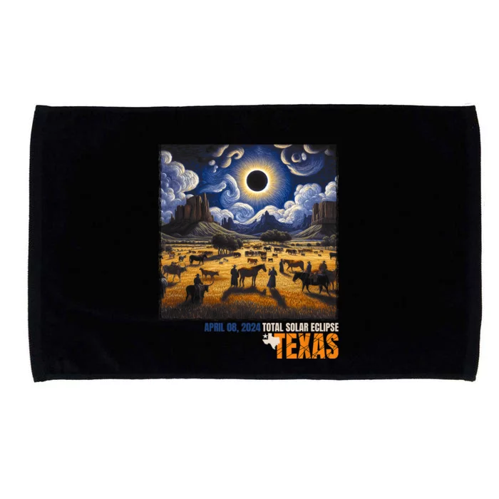 Texas Total Solar Eclipse Retro April 8 2024 Astronomy Microfiber Hand Towel