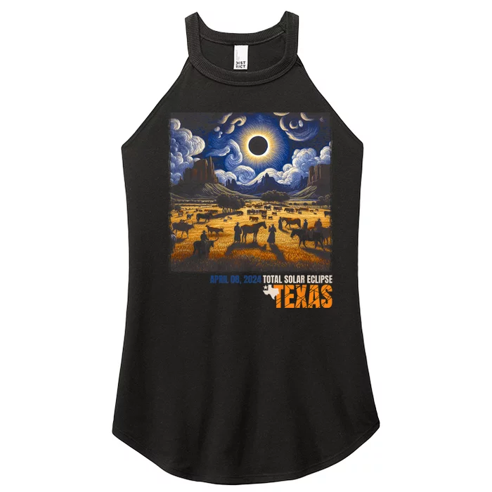 Texas Total Solar Eclipse Retro April 8 2024 Astronomy Women’s Perfect Tri Rocker Tank