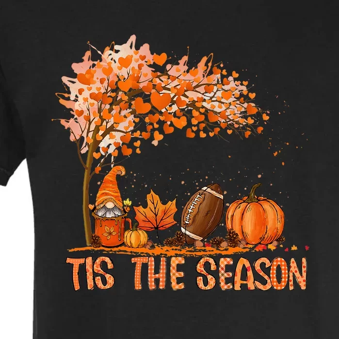 Tis The Season Pumpkin Spice Football Fall Leaves Autumn Garment-Dyed Heavyweight T-Shirt