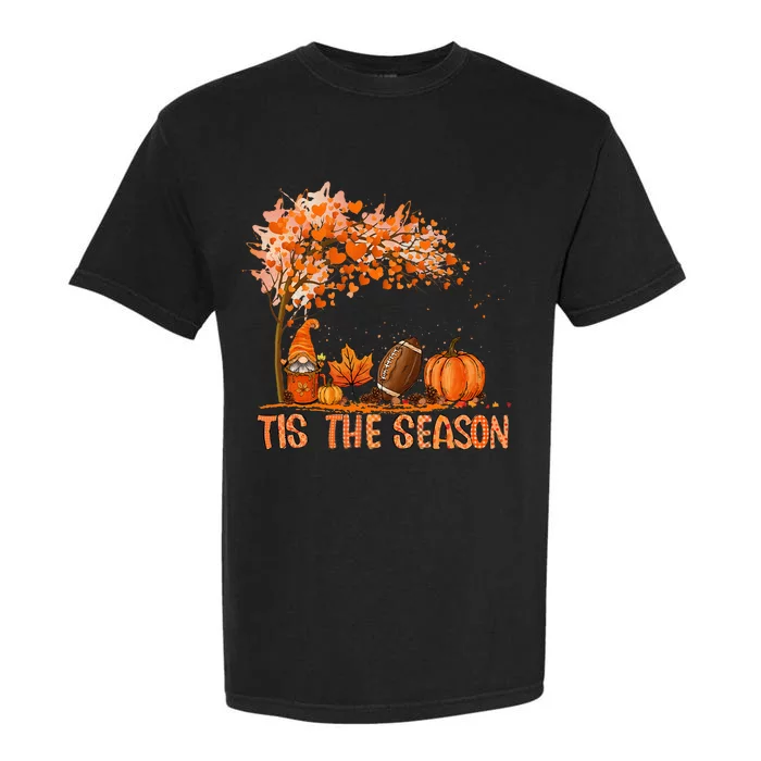 Tis The Season Pumpkin Spice Football Fall Leaves Autumn Garment-Dyed Heavyweight T-Shirt