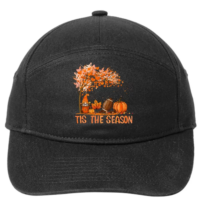 Tis The Season Pumpkin Spice Football Fall Leaves Autumn 7-Panel Snapback Hat