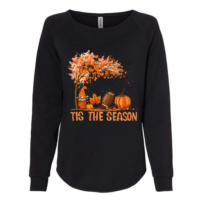 Tis The Season Pumpkin Spice Football Fall Leaves Autumn Womens California Wash Sweatshirt