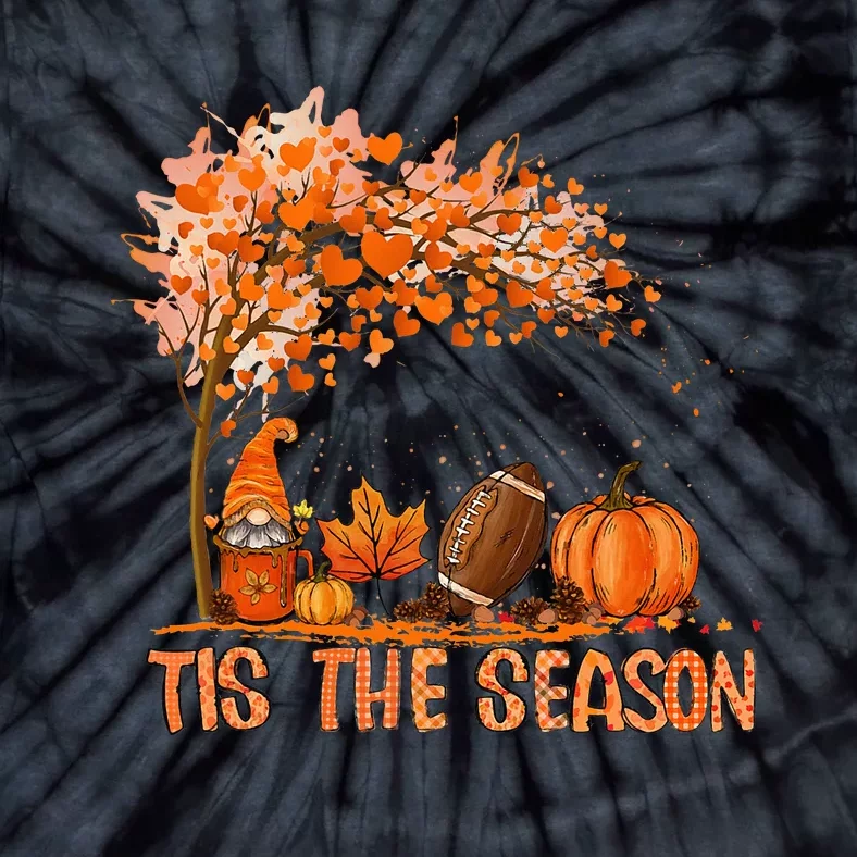 Tis The Season Pumpkin Spice Football Fall Leaves Autumn Tie-Dye T-Shirt