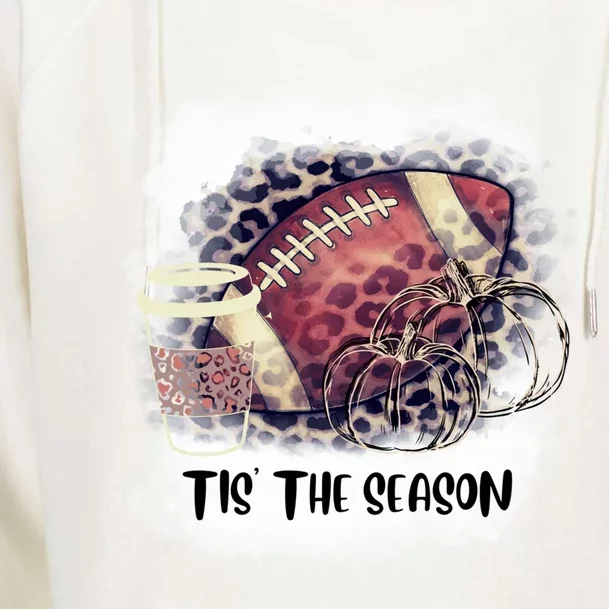 Tis The Season Fall Pumpkin Football Coffee Gift Womens Funnel Neck Pullover Hood