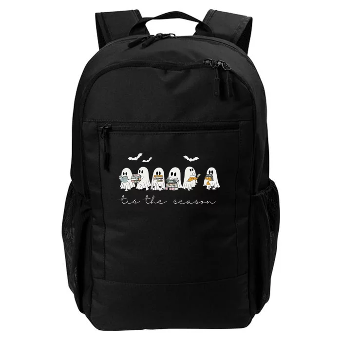 Tis The Season Ghost Book Reading Librarian Reader Halloween Daily Commute Backpack