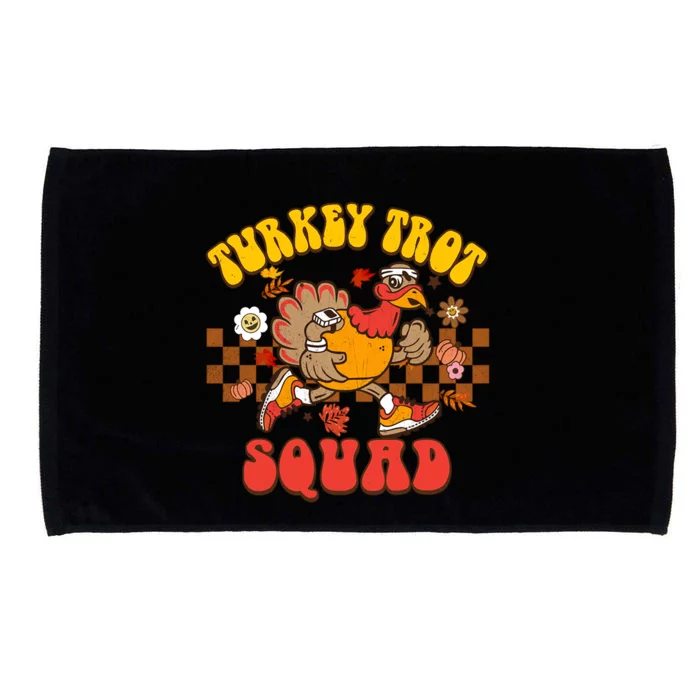 Turkey Trot Squad Funny Thanksgiving Running Fall Turkey Gift Microfiber Hand Towel