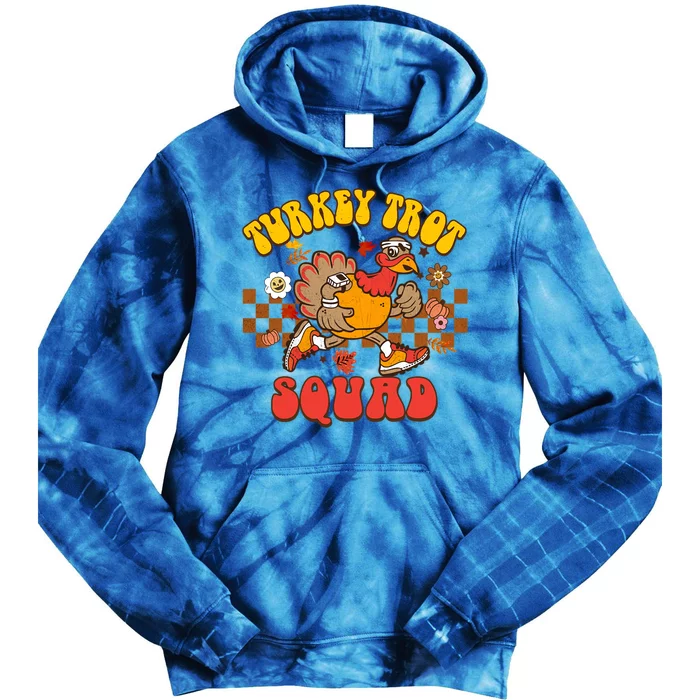 Turkey Trot Squad Funny Thanksgiving Running Fall Turkey Gift Tie Dye Hoodie