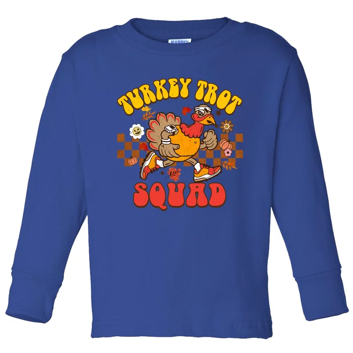 Turkey Trot Squad Funny Thanksgiving Running Fall Turkey Gift Toddler Long Sleeve Shirt