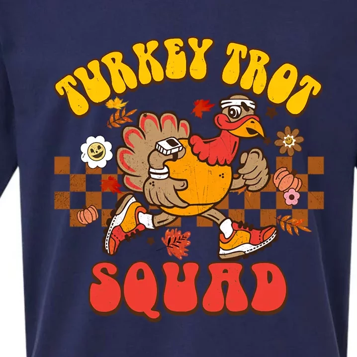 Turkey Trot Squad Funny Thanksgiving Running Fall Turkey Gift Sueded Cloud Jersey T-Shirt