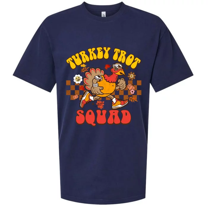 Turkey Trot Squad Funny Thanksgiving Running Fall Turkey Gift Sueded Cloud Jersey T-Shirt