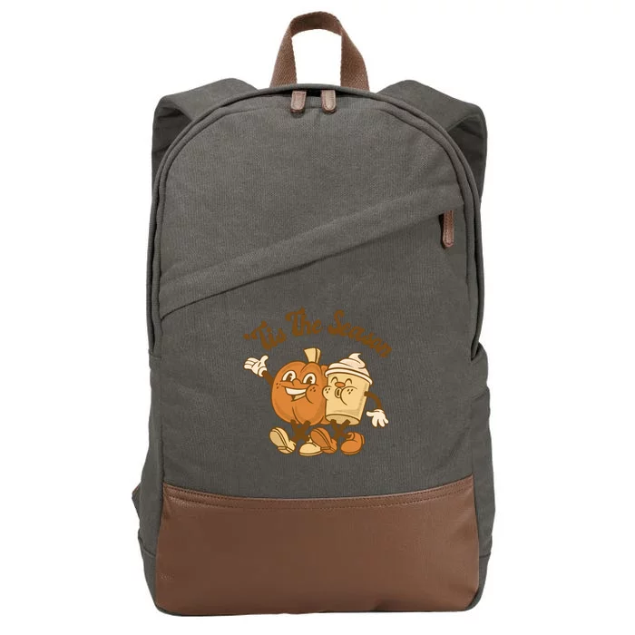 Tis The Season Pumpkin Latte Autumn Cotton Canvas Backpack