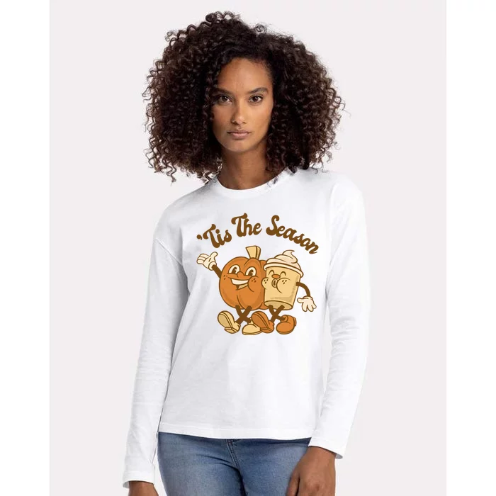 Tis The Season Pumpkin Latte Autumn Womens Cotton Relaxed Long Sleeve T-Shirt