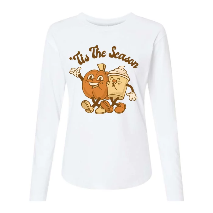 Tis The Season Pumpkin Latte Autumn Womens Cotton Relaxed Long Sleeve T-Shirt