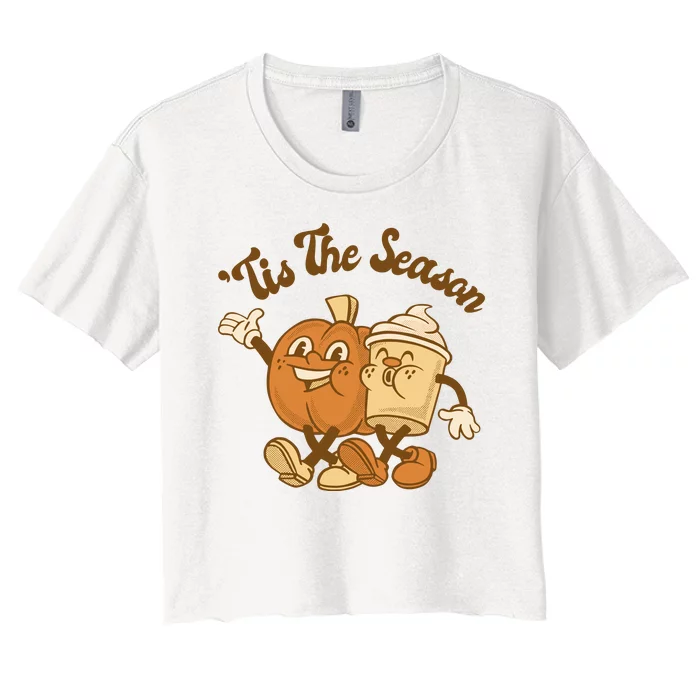 Tis The Season Pumpkin Latte Autumn Women's Crop Top Tee