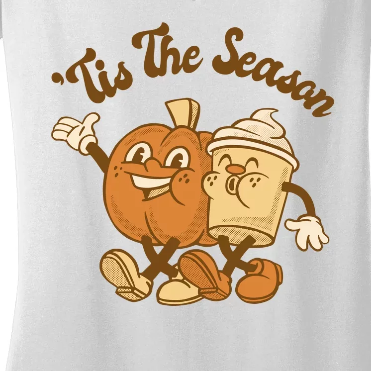 Tis The Season Pumpkin Latte Autumn Women's V-Neck T-Shirt