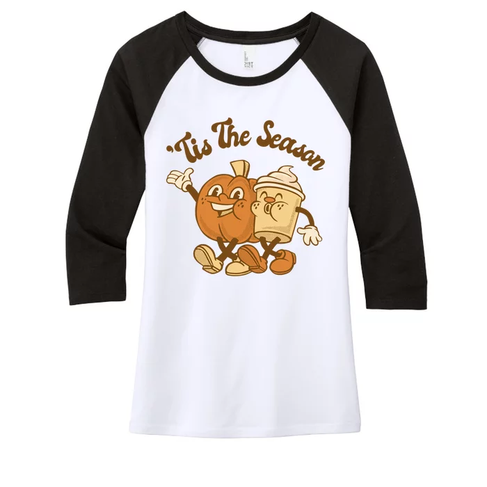 Tis The Season Pumpkin Latte Autumn Women's Tri-Blend 3/4-Sleeve Raglan Shirt