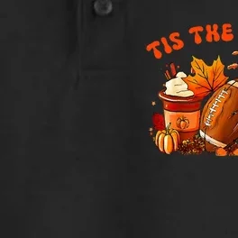 Tis The Season Pumpkin Leaf Latte Fall Thanksgiving Football Dry Zone Grid Performance Polo