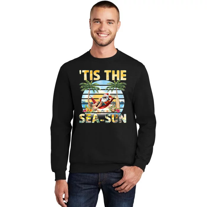 Tis The Sea Sun Christmas In July Santa Beach Summer Sweatshirt