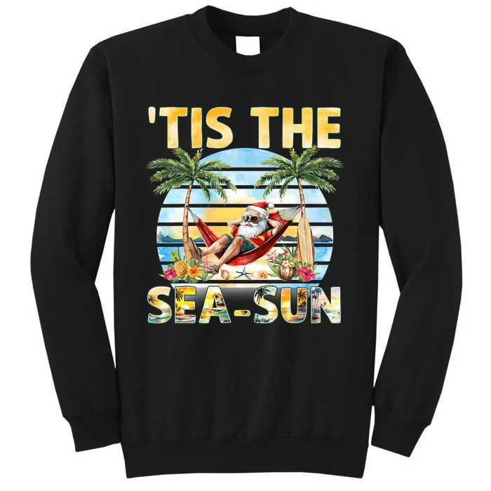 Tis The Sea Sun Christmas In July Santa Beach Summer Sweatshirt