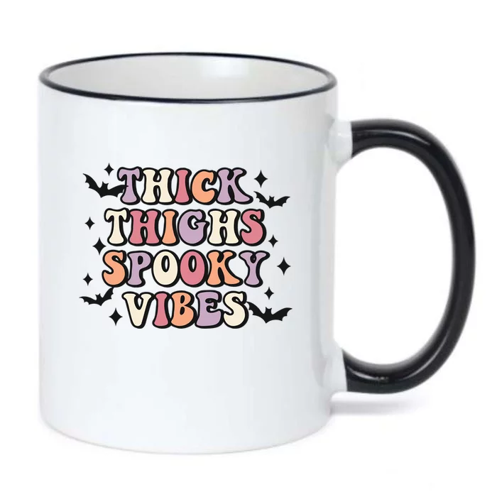 Thick Thighs Spooky Vibes Retro Halloween Cool Gift Black Color Changing Mug