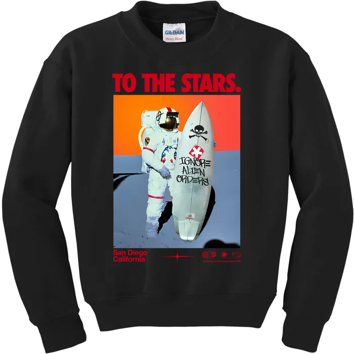 To The Stars Astro Surf Ignore Alien Orders Kids Sweatshirt