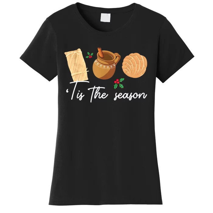 Tis The Season Christmas Mexican Concha Tamale Cafe De Olla Women's T-Shirt