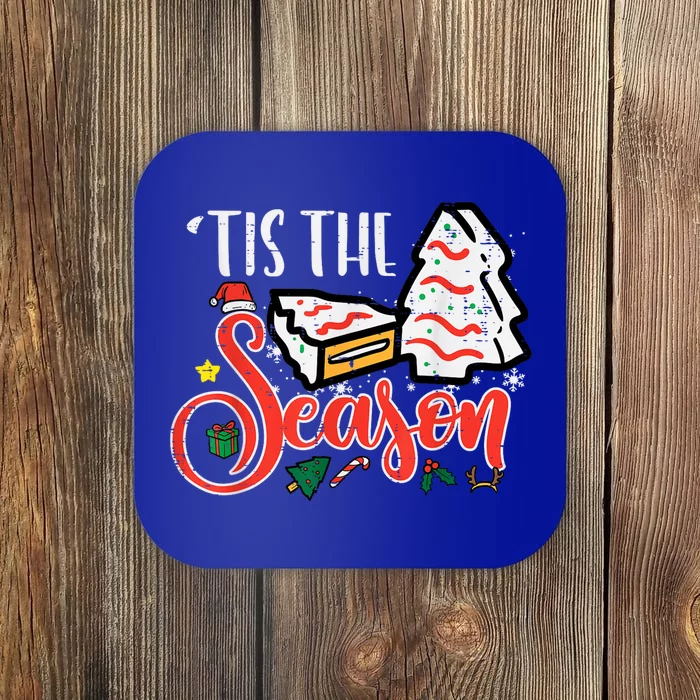 Tis The Season Christmas Cakes Retro Xmas Coaster