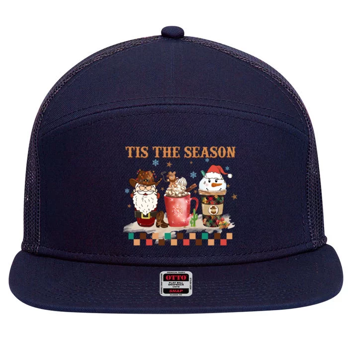 Tis The Season Christmas Howdy Santa Coffee Xmas Costume Gift 7 Panel Mesh Trucker Snapback Hat