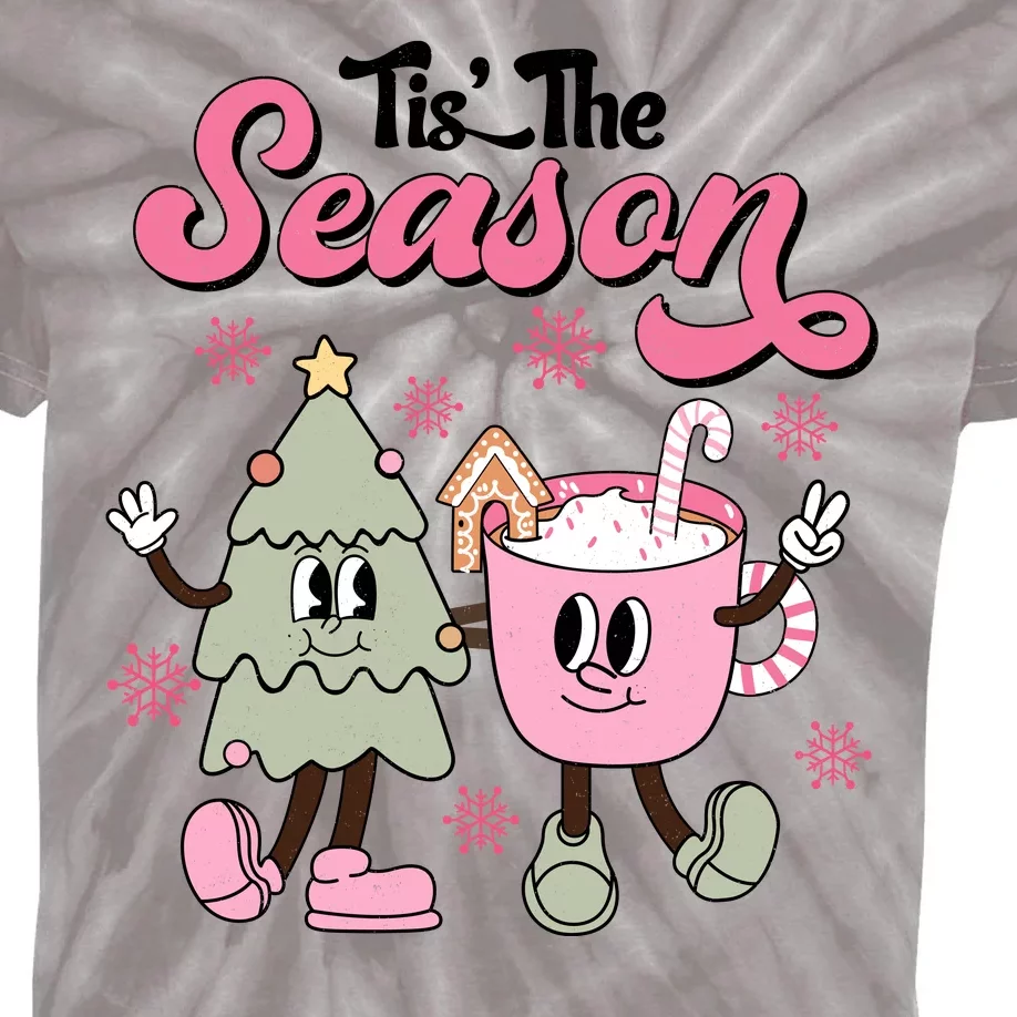 Tis The Season Christmas Jolly Cute Cozy Kids Tie-Dye T-Shirt