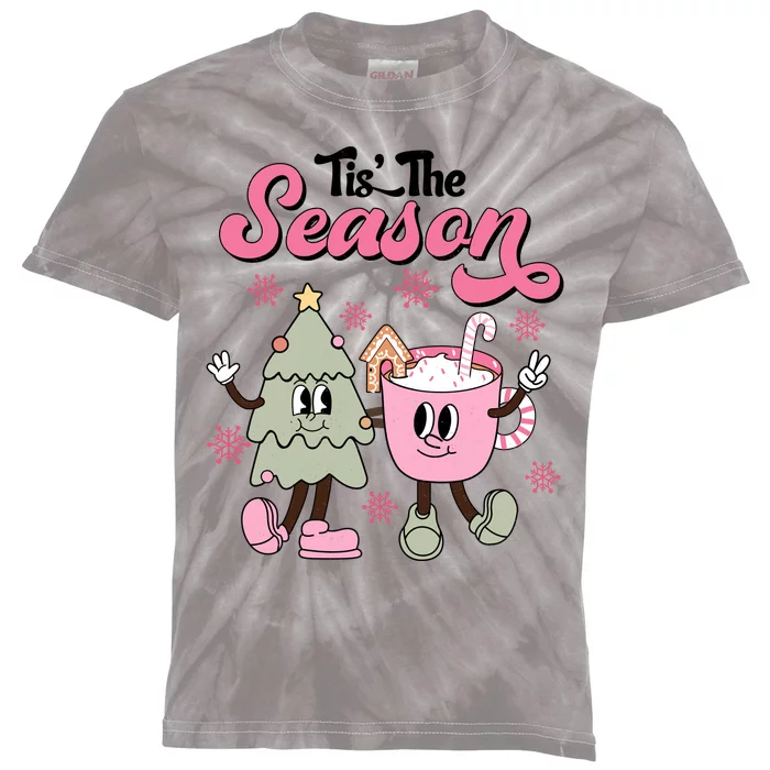 Tis The Season Christmas Jolly Cute Cozy Kids Tie-Dye T-Shirt