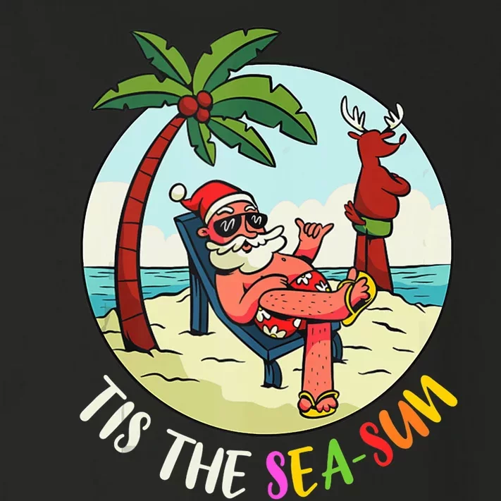 Tis The Sea Sun Funny Santa Beach Summer Christmas In July Toddler Long Sleeve Shirt