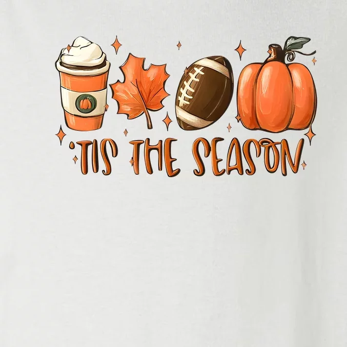 Tis The Season Pumpkin Football Maple Leaf Toddler Long Sleeve Shirt