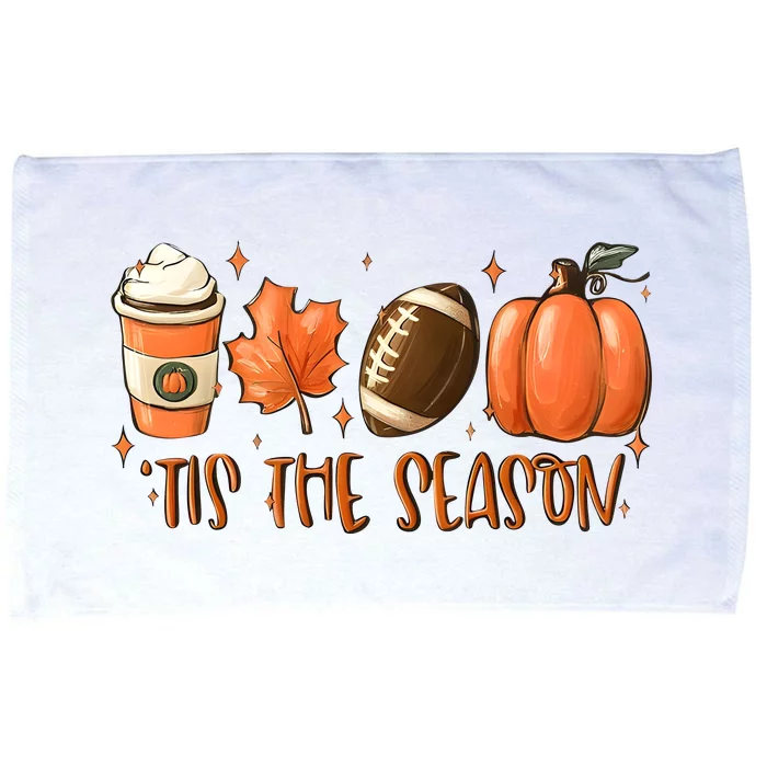 Tis The Season Pumpkin Football Maple Leaf Microfiber Hand Towel