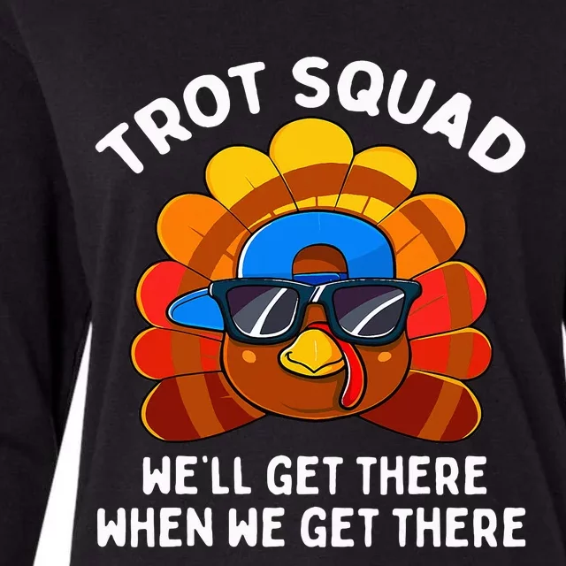 Turkey Trot Squad Funny Thanksgiving Running Costume Womens Cotton Relaxed Long Sleeve T-Shirt