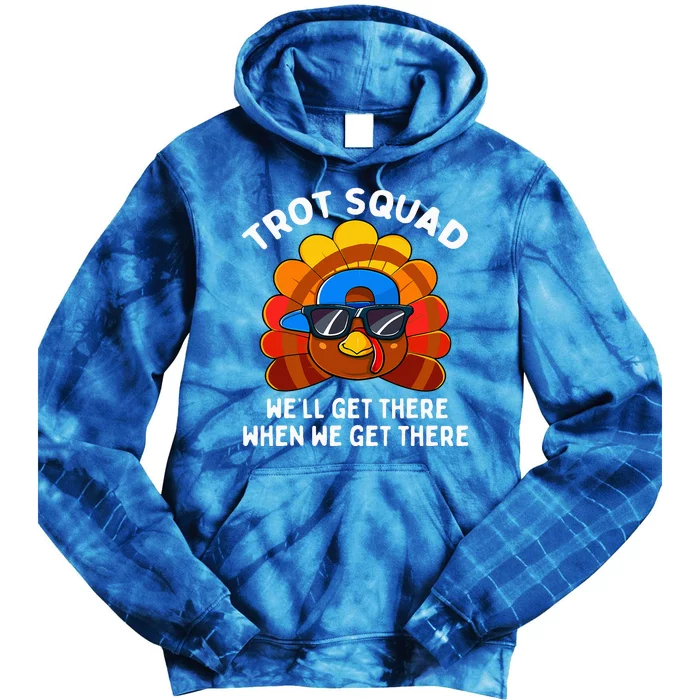 Turkey Trot Squad Funny Thanksgiving Running Costume Tie Dye Hoodie