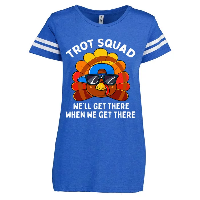 Turkey Trot Squad Funny Thanksgiving Running Costume Enza Ladies Jersey Football T-Shirt