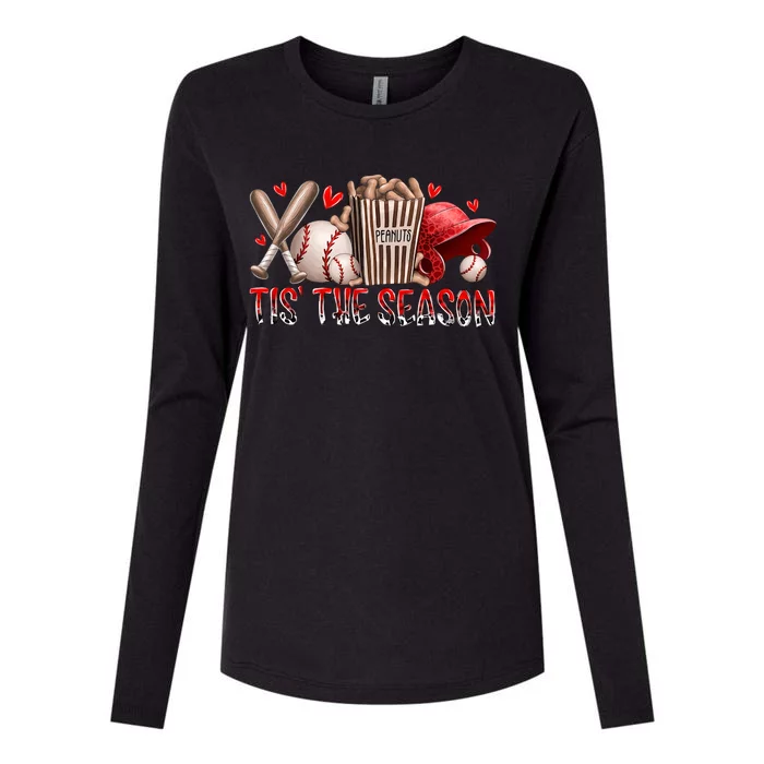 Tis The Season Baseball Mom Baseball Lover Baseball Player Womens Cotton Relaxed Long Sleeve T-Shirt