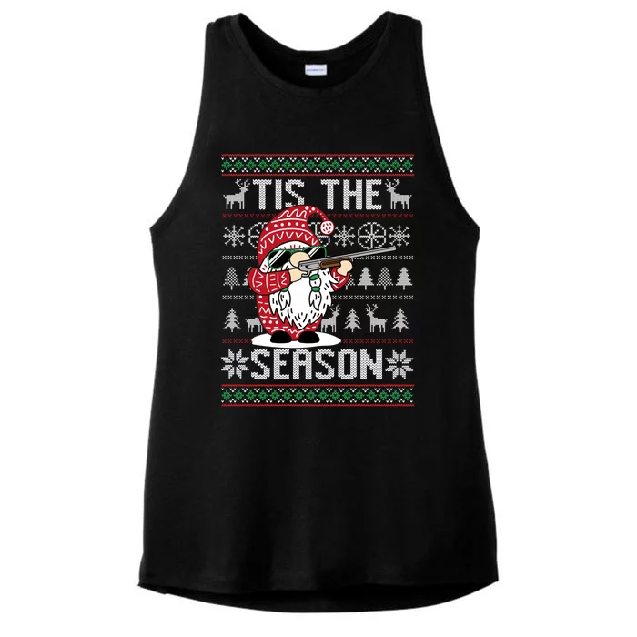 Tis The Season Deer Hunting Gnome Reindeer Christmas Hunter Gift Ladies Tri-Blend Wicking Tank