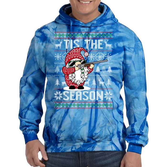 Tis The Season Deer Hunting Gnome Reindeer Christmas Hunter Gift Tie Dye Hoodie