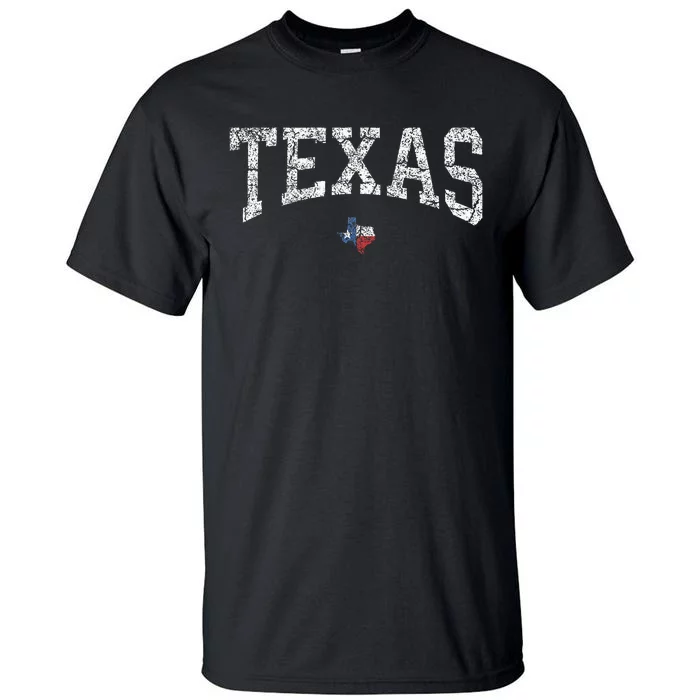 Texas  Texas State Map Flag Distressed Tall T-Shirt