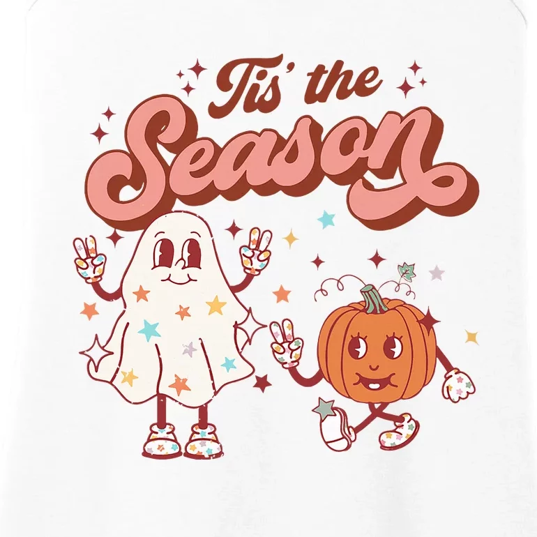 Tis' The Season Retro Halloween Party Funny Ghost Pumpkin Ladies Essential Tank