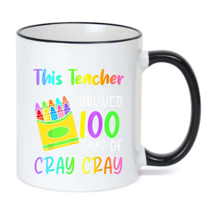 This Teacher Survived 100 Days Of Cray Cray Apparel Black Color Changing Mug