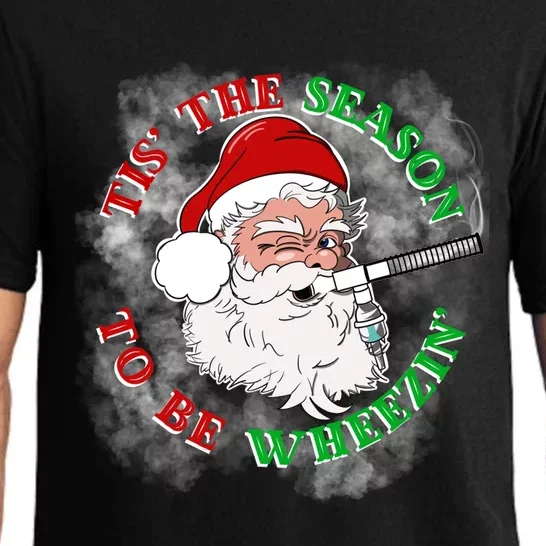 Tis The Season To Be Wheezin Christmas Respiratory Santa Gift Pajama Set