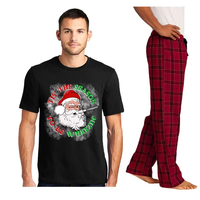 Tis The Season To Be Wheezin Christmas Respiratory Santa Gift Pajama Set