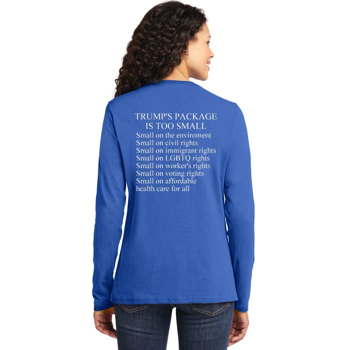 Trump Too Small Front & Back Ladies Long Sleeve Shirt